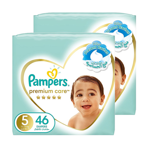 DIAPERS PREMIUM CARE SIZE 5, 11 - 16 KG PAMPERS ( 2 X 46 PCS )