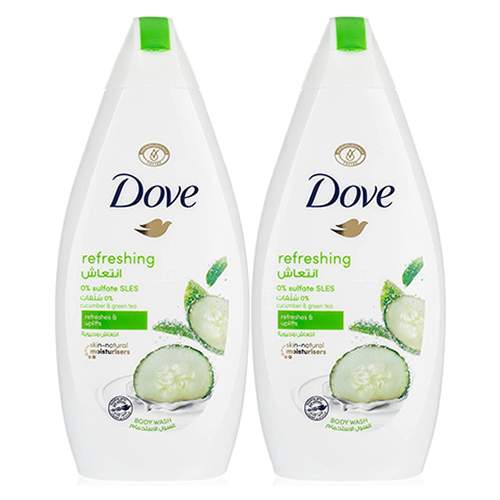 BODY WASH REFRESHING WITH CUCUMBER & GREEN TEA EXTRACT DOVE (2 X 500 ML)