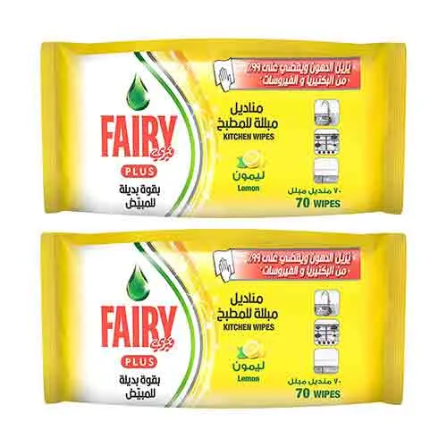 WIPES KITCHEN ANTI BACTERIAL LEMON FAIRY (2 X 70 PC)