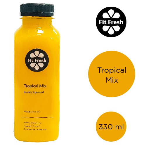  Fit Fresh Tropical Juice 330 ml (Cold-Pressed Fresh Juice, Freshly-Squeezed Daily, Detox, No Preservatives, No Additives, No Sugar Added, No Water Added)