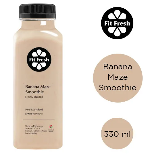  Fit Fresh Banana Maze Smoothie 330 ml (Cold-Pressed Fresh Juice, Freshly-Blended Daily, No Preservatives, No Additives, No Sugar Added)