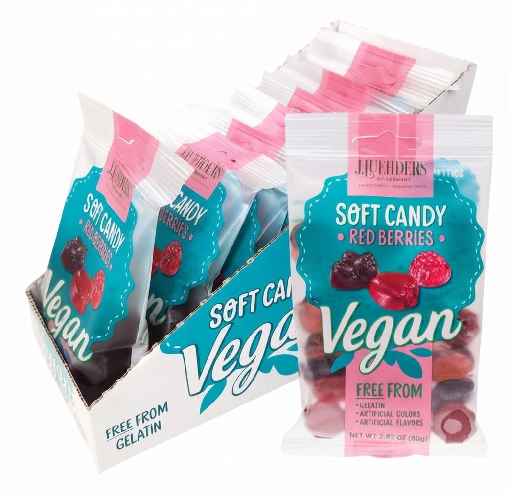 CANDY SOFT RED BERRIES VEGAN J LUEHDERS ( 12 X 45 GM )