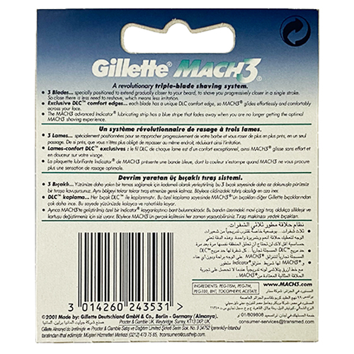  Gillette Mach 3 Razor Blade 4 Pcs