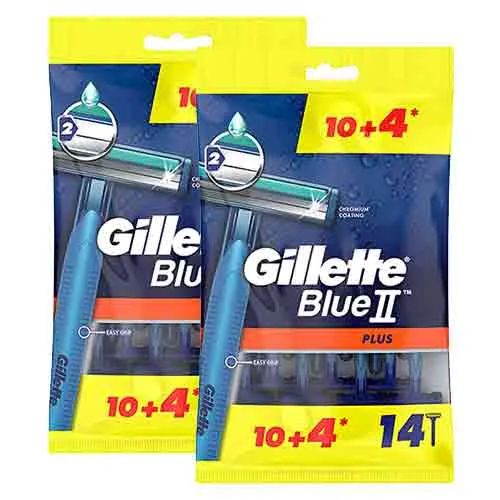 RAZOR DISPOSABLE MEN BLUE II PLUS GILLETTE ( 2 X 14 PCS )