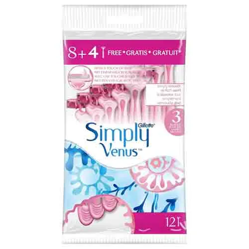 RAZORS DISP SIMPLY VENUS 3 GILLETTE ( 8 + 4 PC )