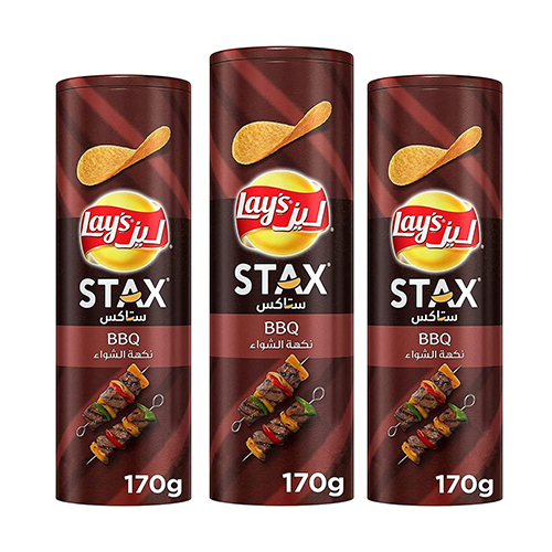  Lays Stax Potato Crisps BBQ 3 X 15 X 170 g