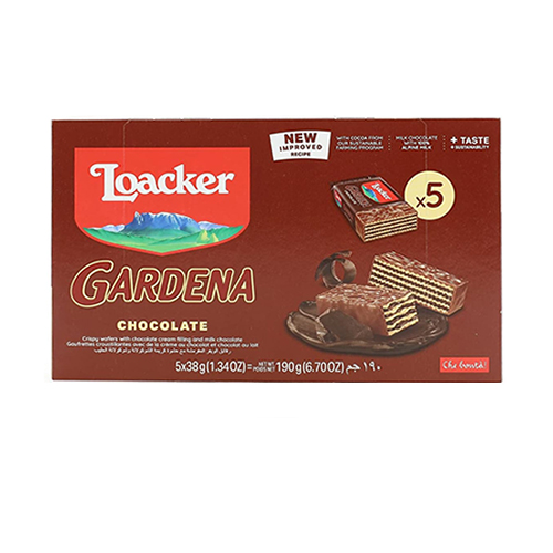 WAFER BISCUITS CHOCOLATE GARDENA LOACKER ( 5 X 38 GM )