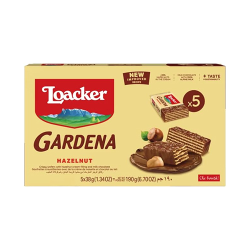  Loacker Gardena Wafer Biscuits Hazelnut 5 x 38 g