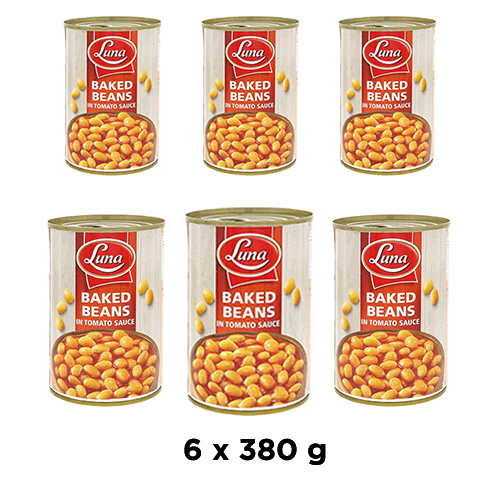 BAKED BEANS IN TOMATO SAUCE LUNA (6 X 380 GM)