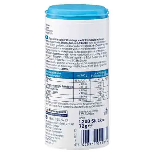  Mivolis Sweetener Tablets 2 x 72 g