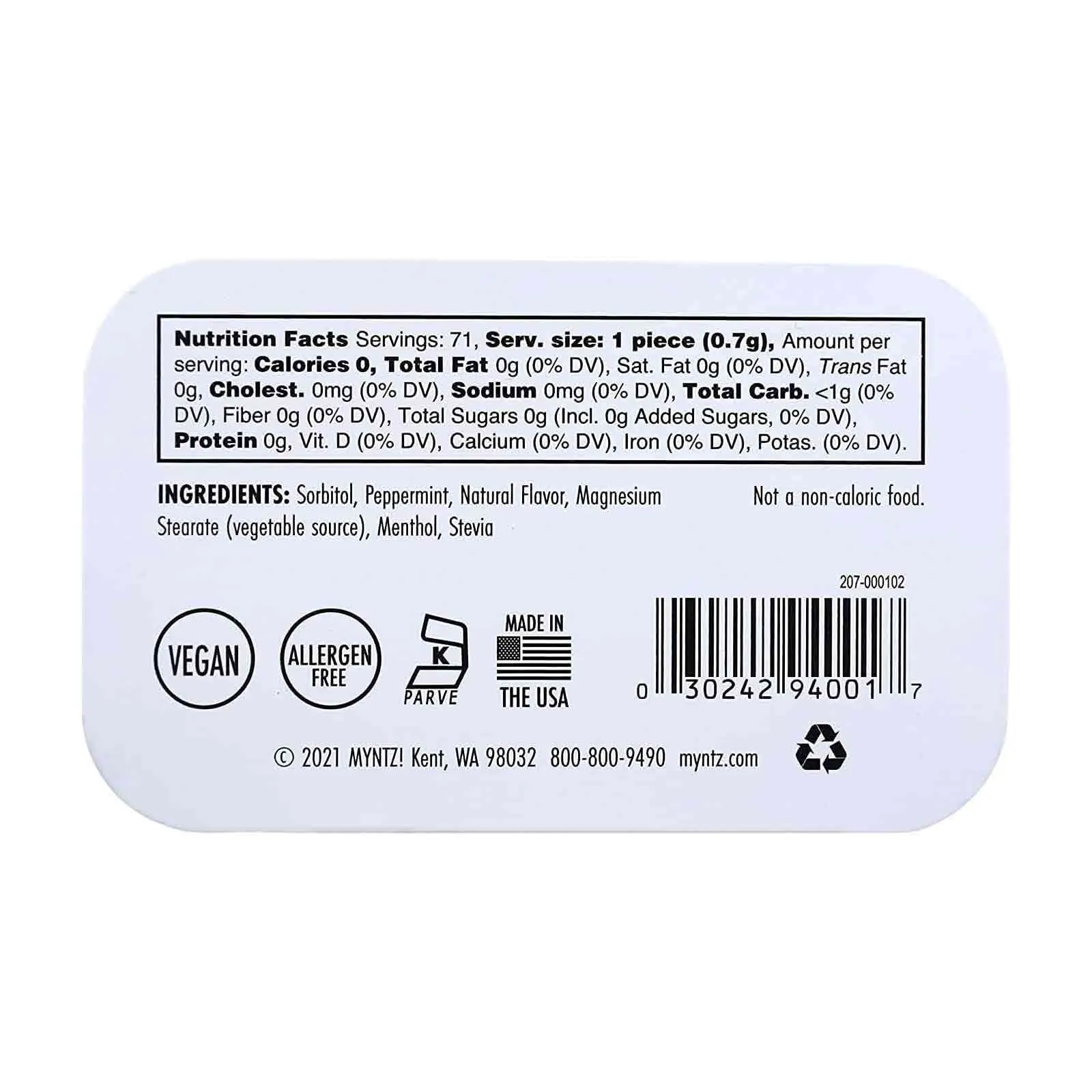  Myntz Sugar Free Breath Mints WinterMyntz 6 x 50 Gm
