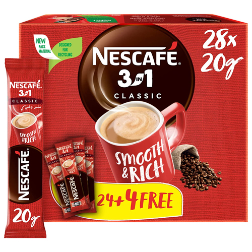 COFFEE 3 IN 1 CLASSIC NESCAFE ( 24+4 X 20 GM )