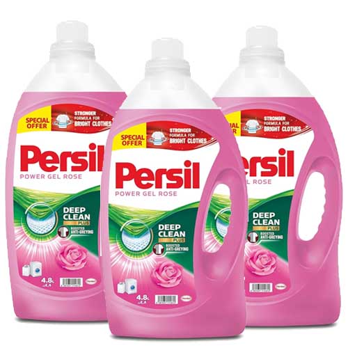 LAUNDRY LIQUID POWER GEL ROSE PERSIL ( 3 X 4.8 LTR )