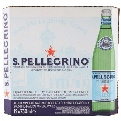  San Pellegrino Sparkling Water in Glass Bottle 12 x 750 ml