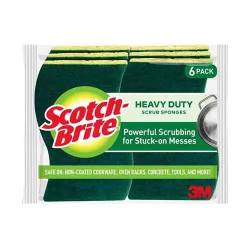 SPONGE SCRUB HEAVY DUTY SCOTCH BRITE ( 1 X 6 PC )
