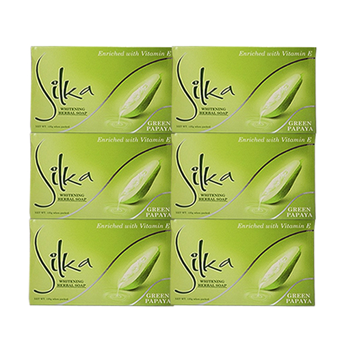  Silka Herbal Whitening Green Papaya Soap 6 x 135 g