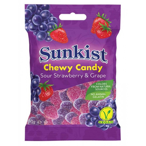 CANDY CHEWY SOUR STRAWBERRY & GRAPE JELLY BELLY SUNKIST ( 60 GM )