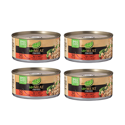 FISH FREE TUNA STYLE FLAKES HOT & SPICY UNMEAT ( 4 X 180 GM )