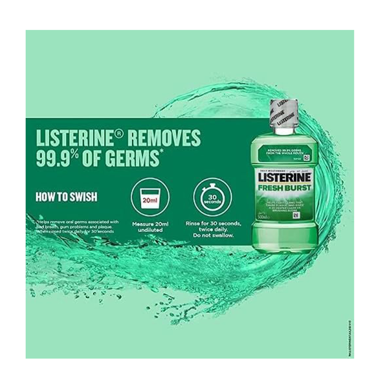  Listerine Fresh Burst Mouth Wash 3 x 500 ml