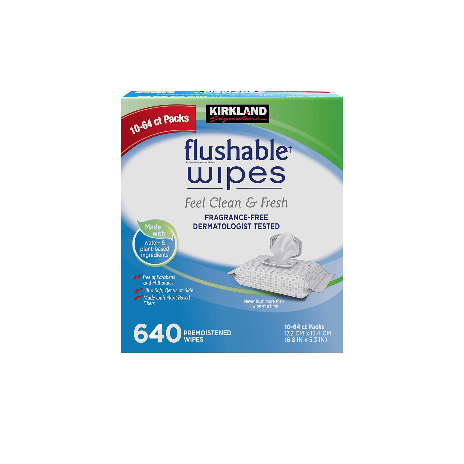 WIPES FLUSHABLE PLANT BASED KIRKLAND SIGNATURE ( 10 X 64 WIPES )