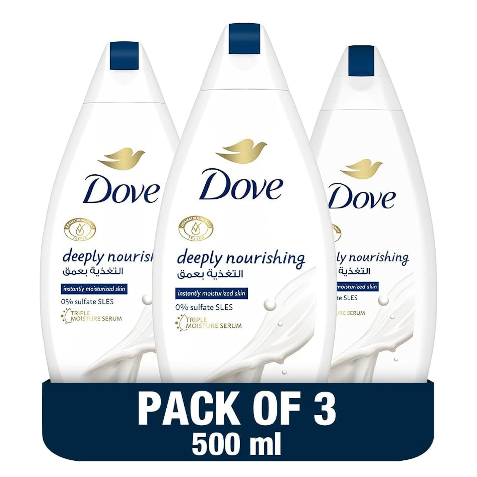 BODY WASH DEEPLY NOURISHING DOVE ( 3 X 500 ML )