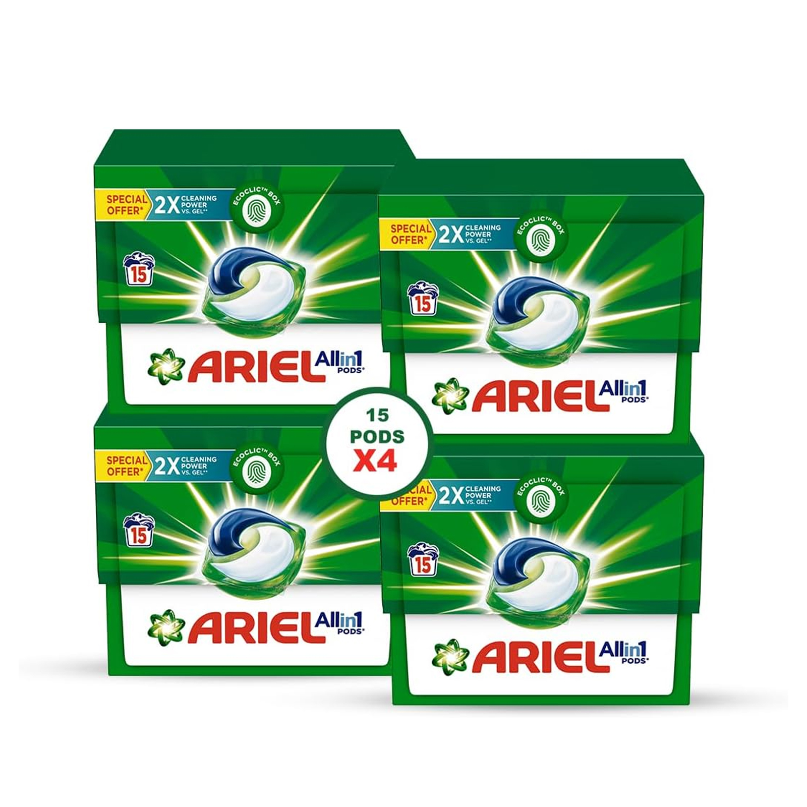 LIQUID DETERGENT CAPSULES 3 IN 1 POD PB ARIEL ( 2 X 2 X 15 PODS )