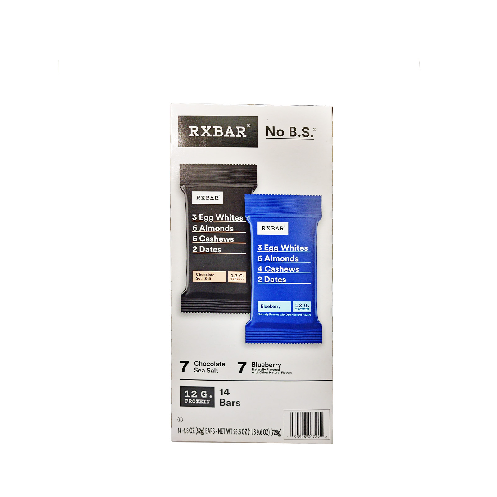 PROTIEN BARS 2 VARIETY PACK ( CHOCO SEA SALT - 7, BLUEBERRY - 7 ) RXBAR (  14 X 52 gm )