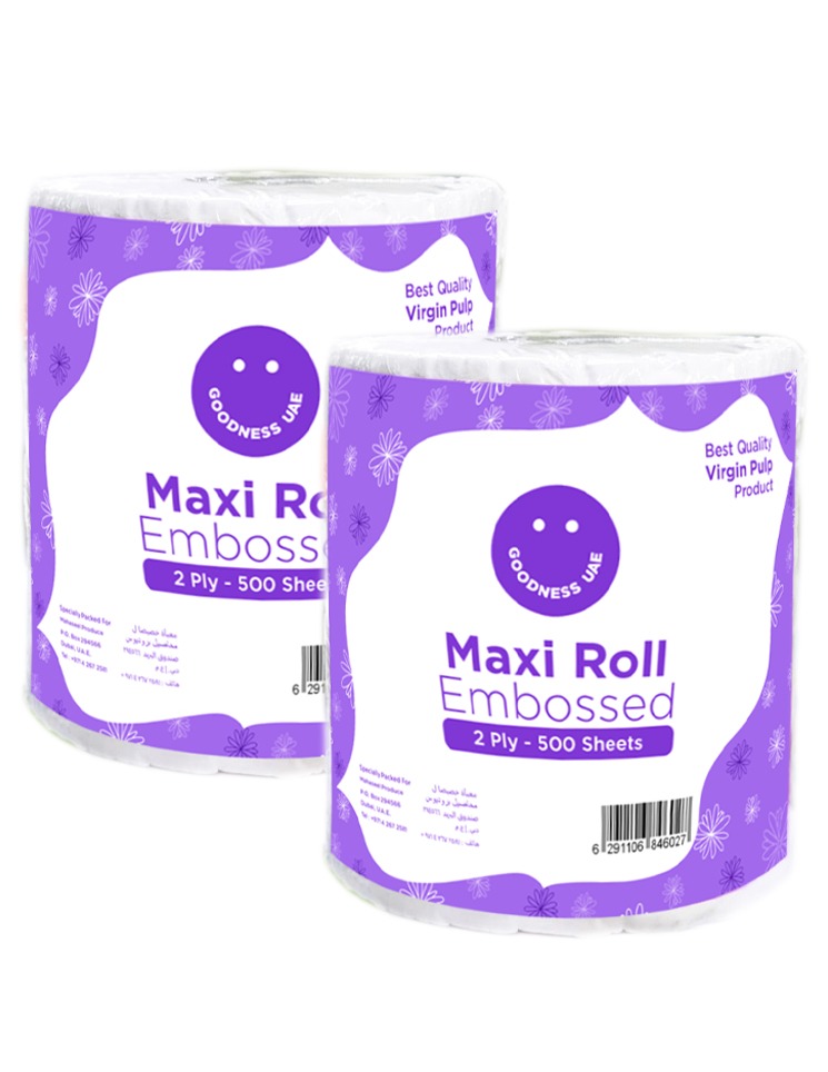 MAXI ROLL EMBOSSED 2 PLY - 500 SHEETS GOODNESS ( 1 X 2 ROLLS )