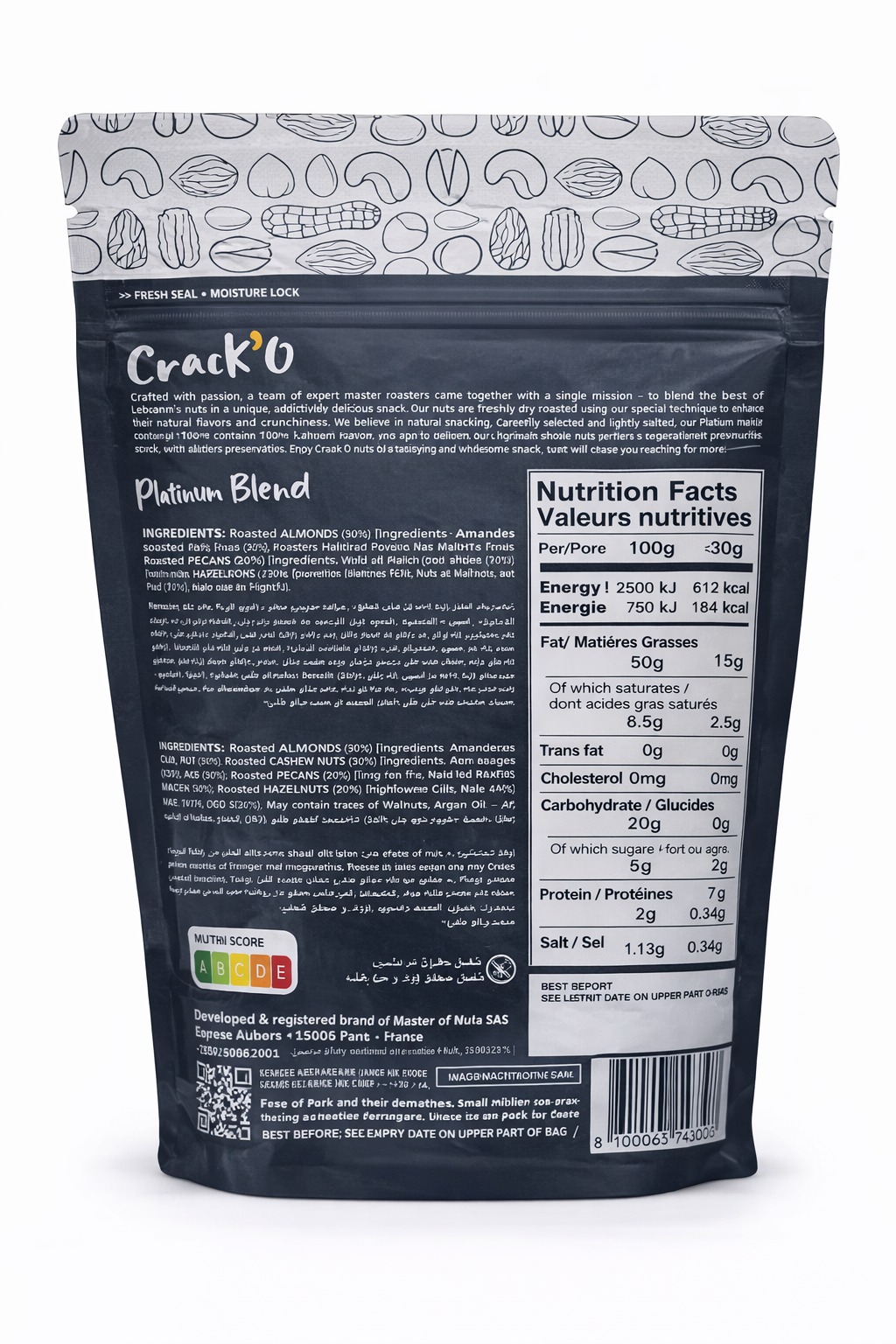  Crack O Platinum Blend Dry Roasted Nuts – Lightly Salted, Premium Mixed Nuts , 250 g