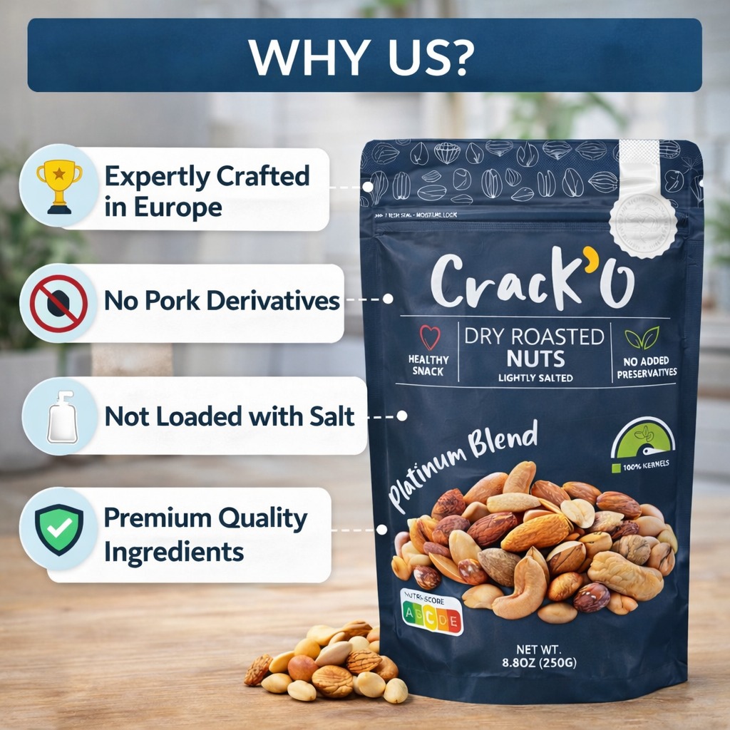  Crack O Platinum Blend Dry Roasted Nuts – Lightly Salted, Premium Mixed Nuts , 250 g