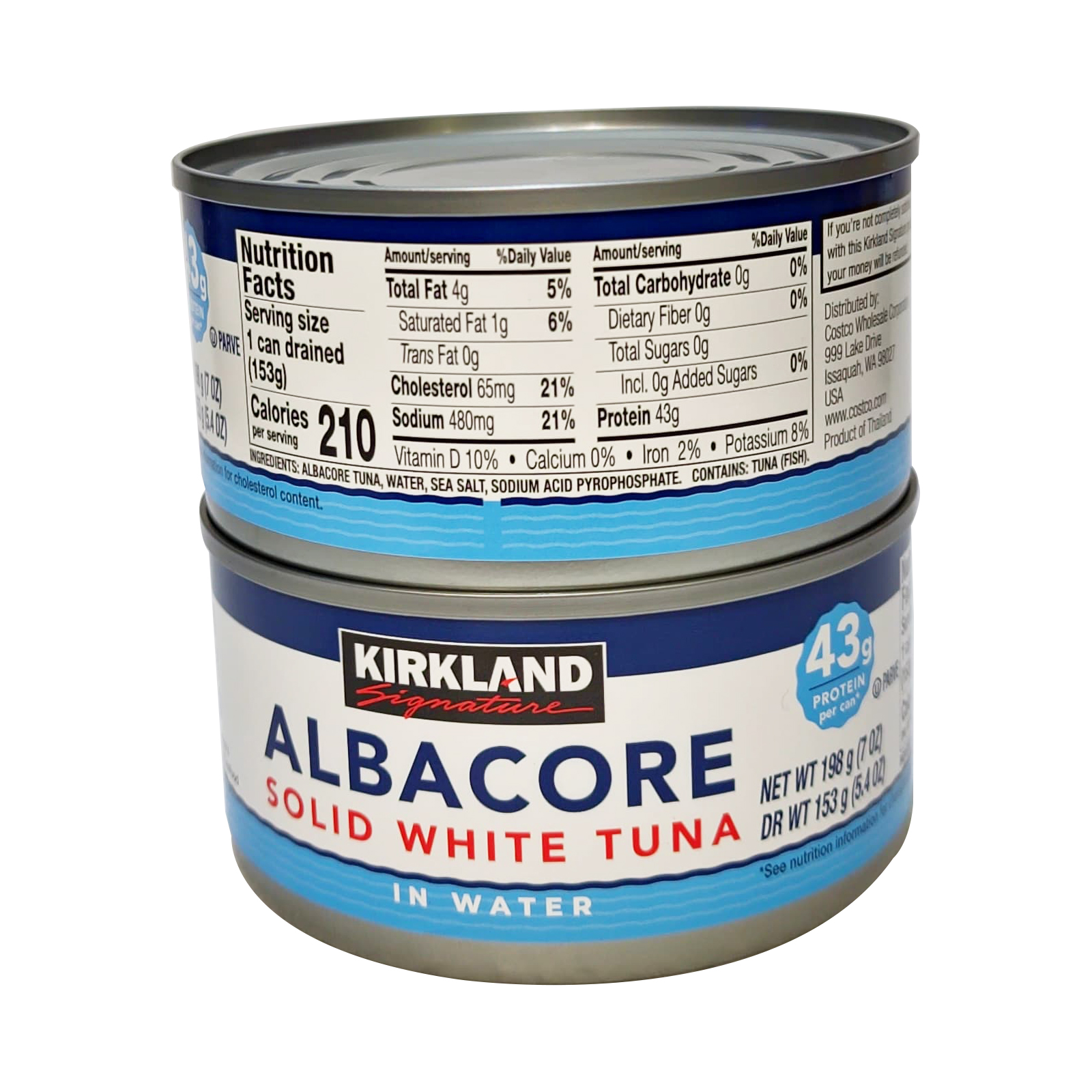  Kirkland Signature albacore  Solid White Tuna in Water 1 Can 198 Gm