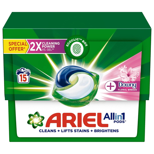 LIQUID DETERGENT CAPSULES 3 IN 1 POD PB DOWNY FLORAL BREEZE ARIEL ( 15 PODS )