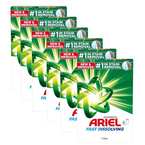  Ariel Fast Dissolving Automatic Original Laundry Detergent Powder 6 x 1.5 Kg