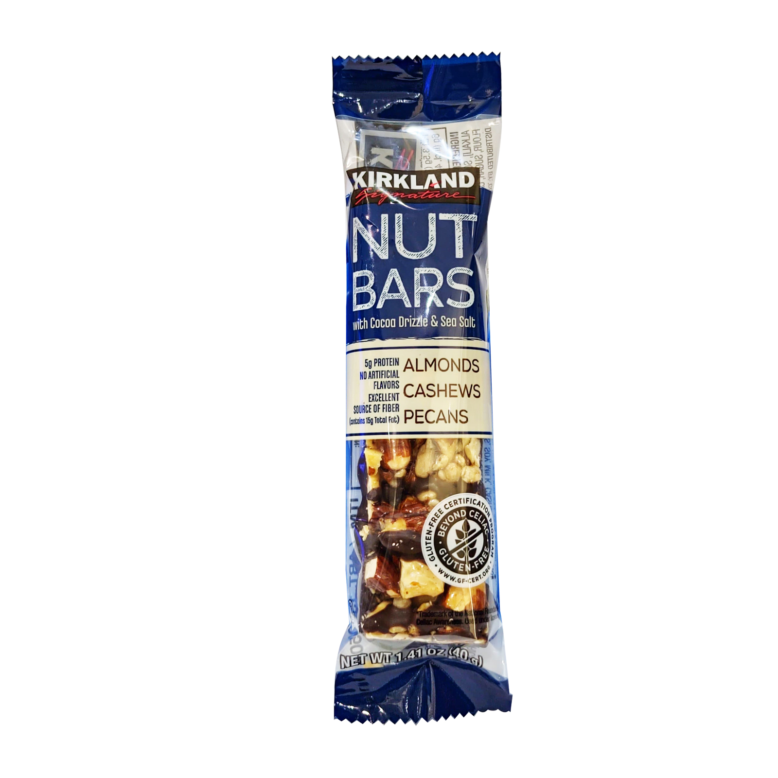 PROTEIN NUT BARS ASSTD WITH COCOA & SEA SALT ALMONDS, CASHEWS,PECANS KIRKLAND SIGNATURE ( 40 GM )