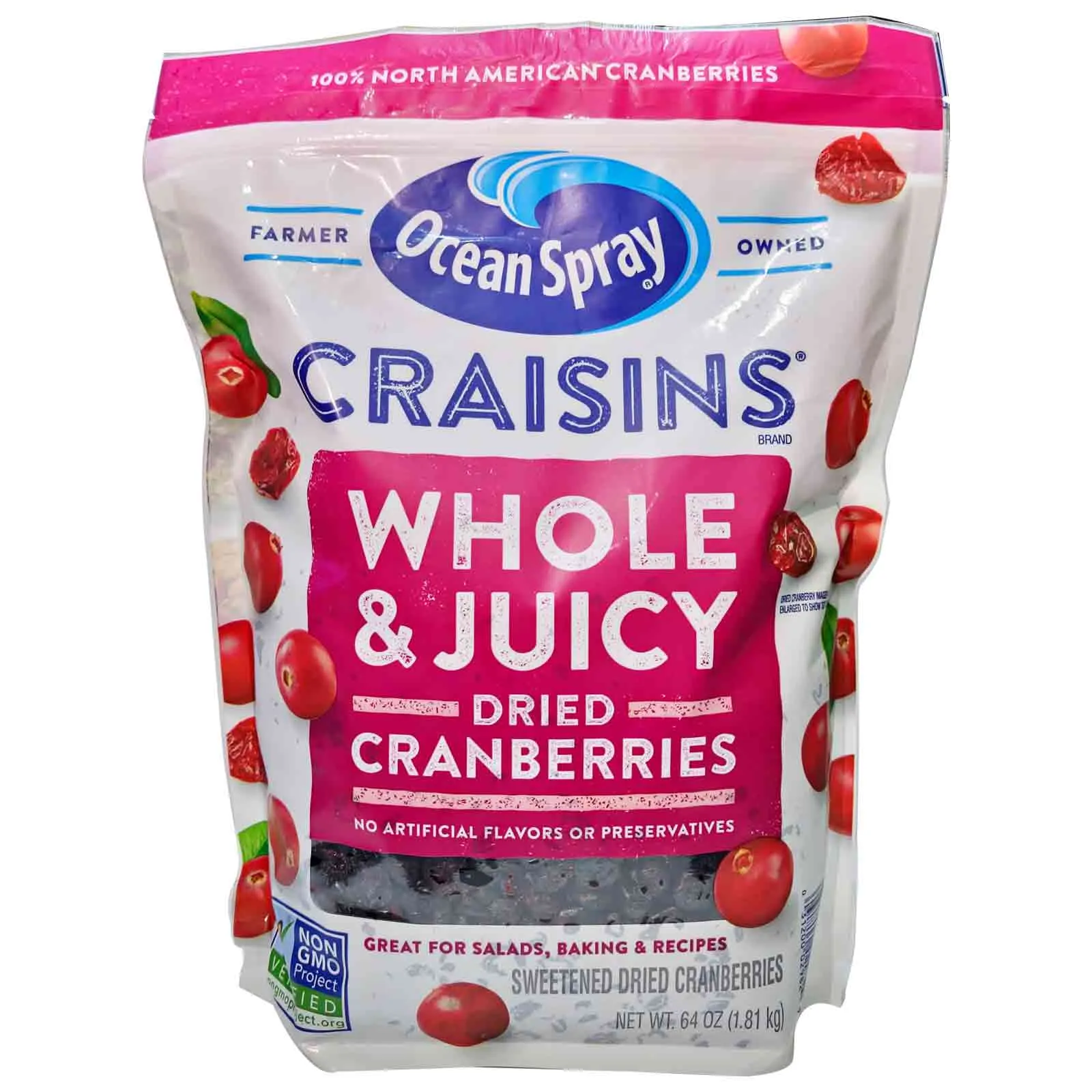 CRANBERRIES DRIED WHOLE & JUICY CRAISINS OCEAN SPRAY ( 1.81 KG )