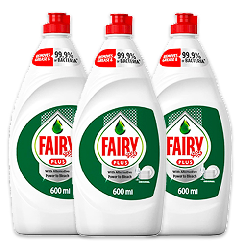 DISHWASHING LIQUID SOAP ORIGINAL ALTERNATE POWER TO BLEACH FAIRY ( 3 X 600 ML )