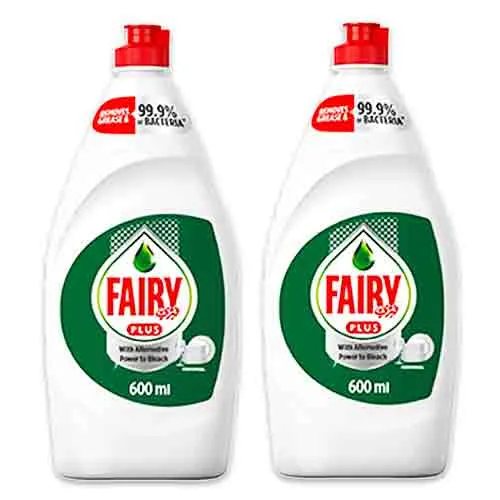 DISHWASHING LIQUID SOAP ORIGINAL ALTERNATE POWER TO BLEACH FAIRY (2 X 600 ml) 