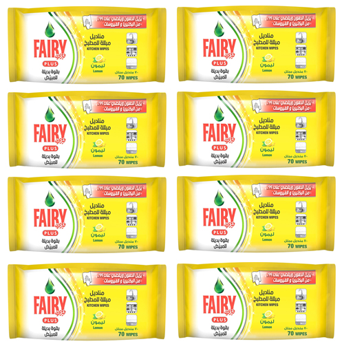  Fairy Plus Anti Bacterial Kitchen Wipes Lemon 4 x 2 x 70 Pcs