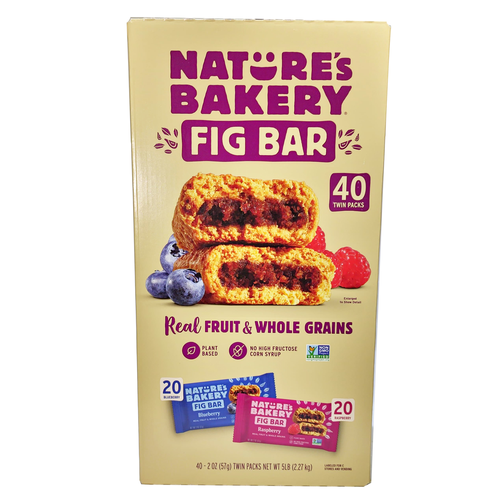  Natures Bakery Fig Bar   Raspberry - 20 , Blueberry - 20 , 40 Pcs 2.27 Kg