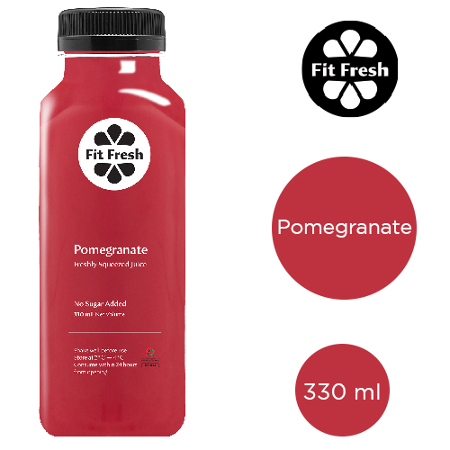  Fit Fresh Pomegranate Juice 330 ml (Cold-Pressed Fresh Juice, Freshly-Squeezed Daily, No Preservatives, No Additives, No Sugar, No Water Added)