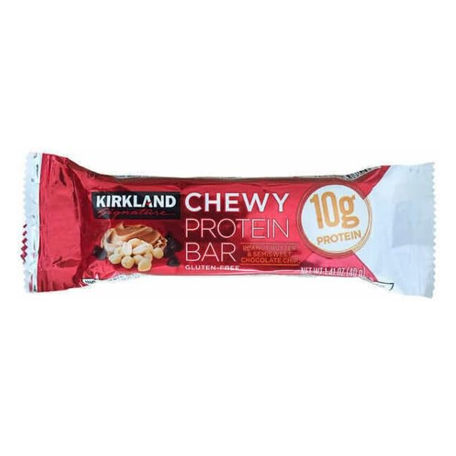  Kirkland Signature Chewy Protein Bars Gluten Free Peanut Butter & Semisweet Choco Chip 42 x 40 Gm