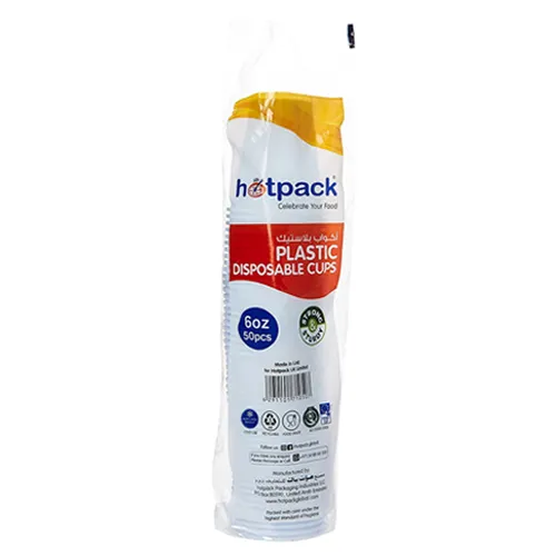 Hotpack Disposable Plastic Cup, 6 oz - 50 Pcs
