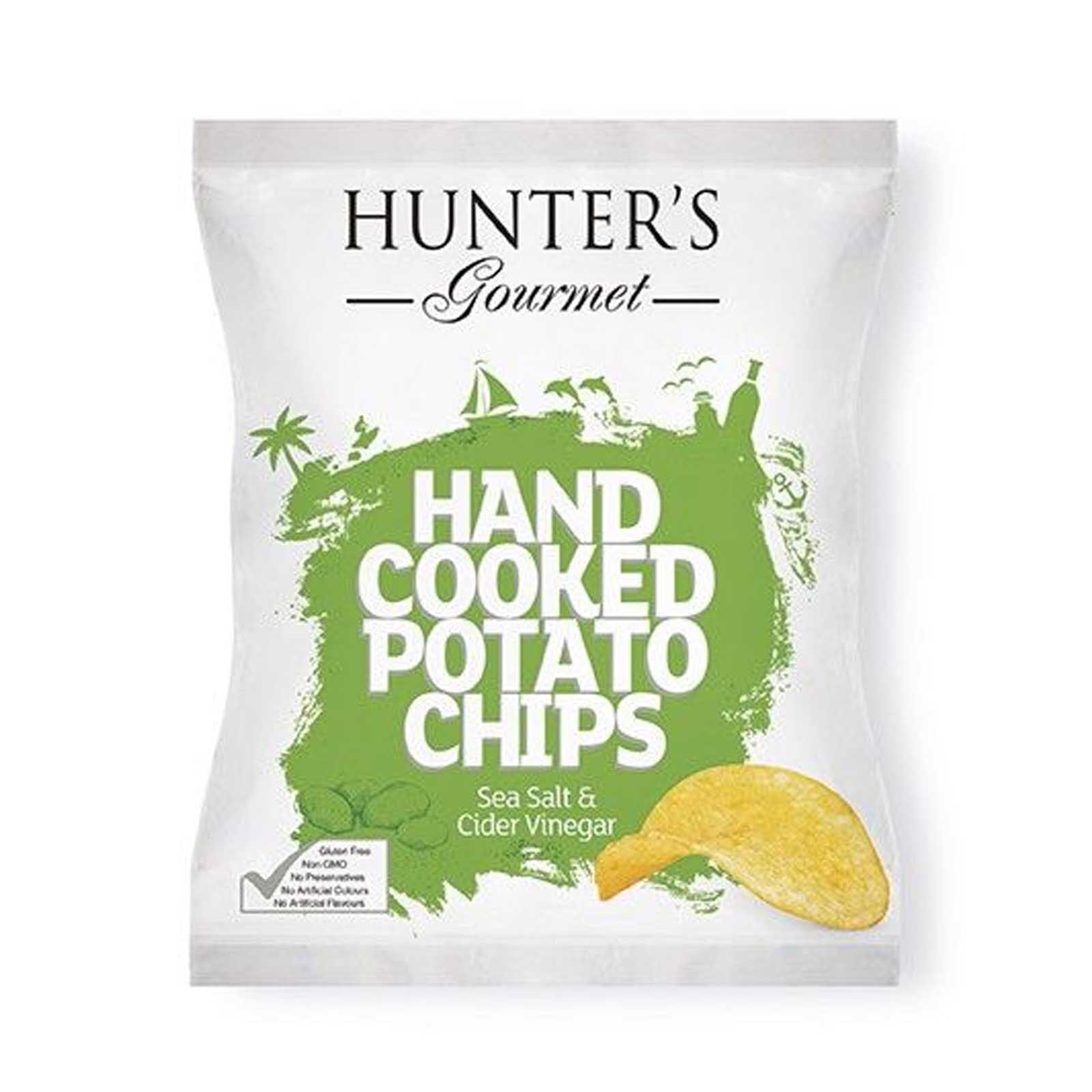 POTATO CHIPS HAND COOKED SEA SALT & CIDER VINEGAR HUNTERS GOURMET ( 40 GM )