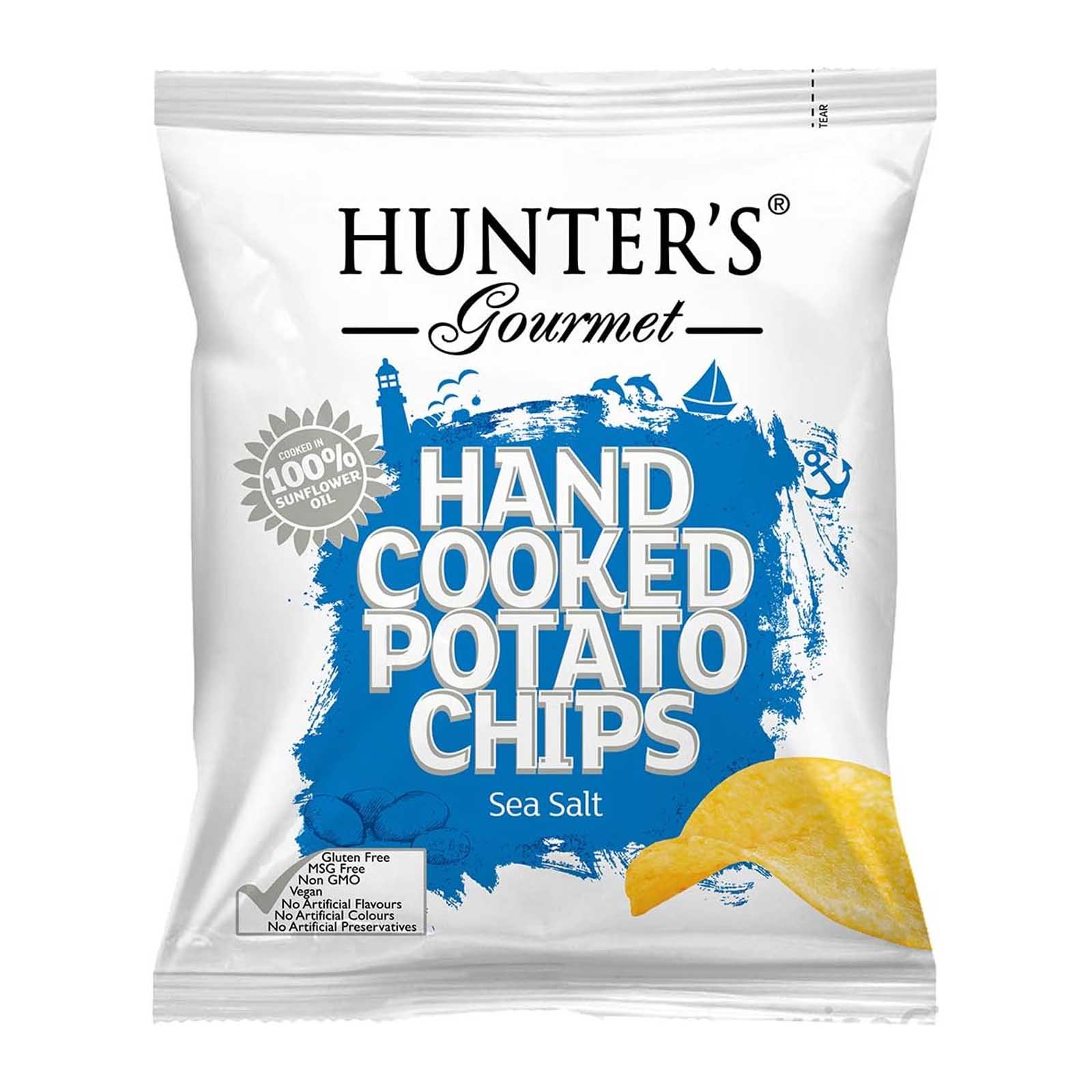 POTATO CHIPS HAND COOKED SEA SALT HUNTERS GOURMET ( 40 GM )