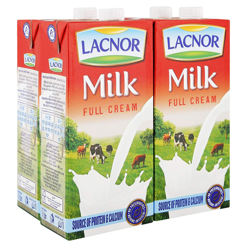 MILK LONG LIFE FULL CREAM LACNOR ( 4 X 1 LTR )