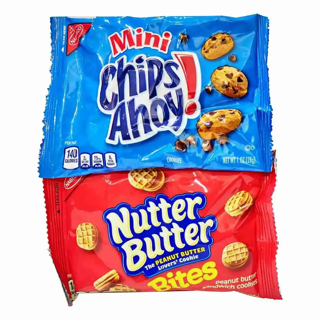  Nabisco Snack Variety Pack Ritz Bits Cheese - 8 , Oreo Mini - 9 , Nutter Butter Bites - 8 , chips Ahoy Mini - 9 , Nilla Wafers Mini -6 , 40 Pcs