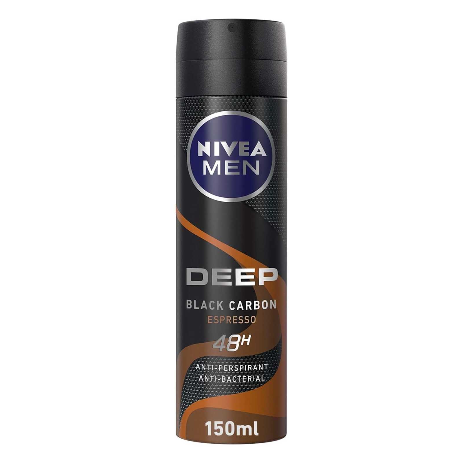 DEODORANT SPRAY ANTIPERS DEEP BLACK CARBON ESPRESSO MEN NIVEA ( 150 ML )