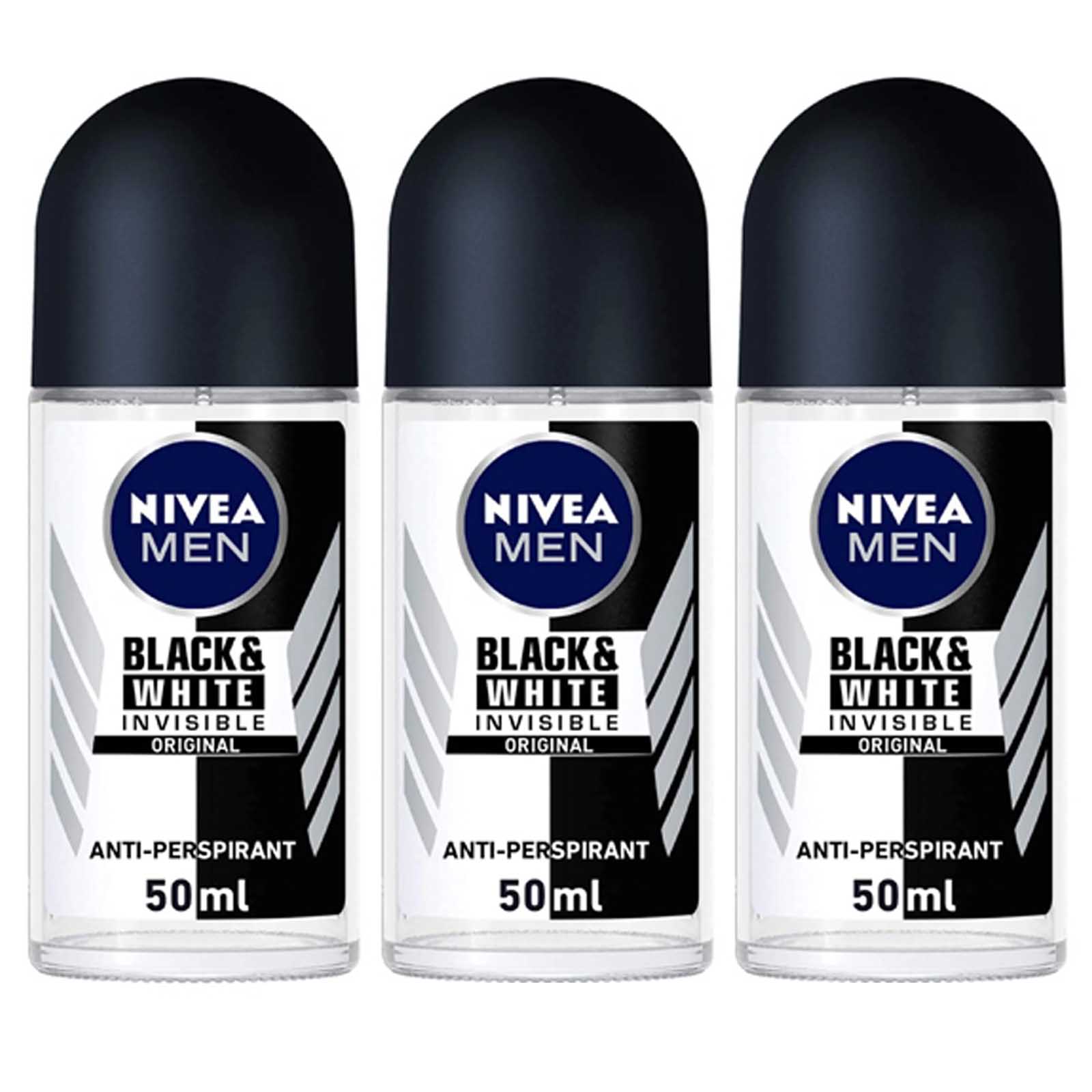 ROLL ON MEN ANTIPERS BLACK & WHITE INVISIBLE ORIGINAL NIVEA ( 3 X 50 ML )