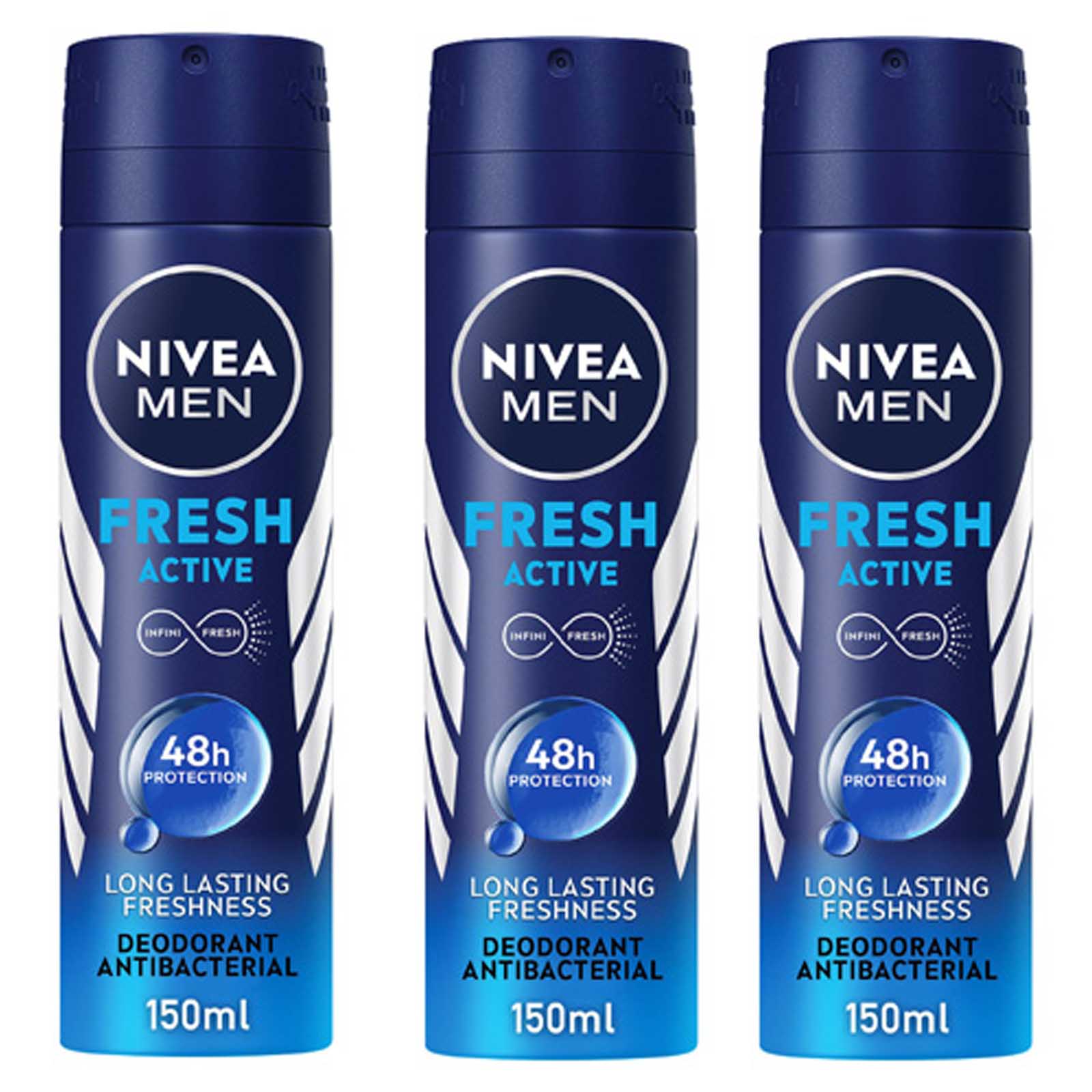  Nivea Deodorant Spray Fresh Active Long Lasting Freshness 3 x 150 ml