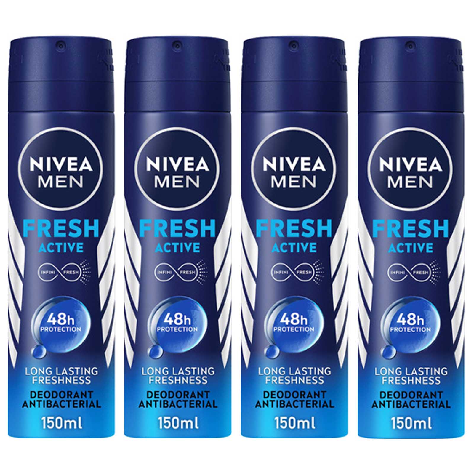  Nivea Deodorant Spray Fresh Active Long Lasting Freshness 4 x 150 ml